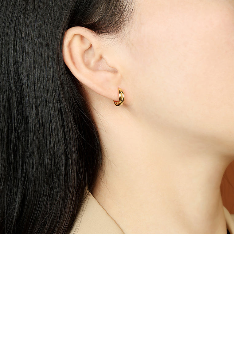 925 Sterling Silver Plated Gold Simple Personality Cross Geometric Earrings