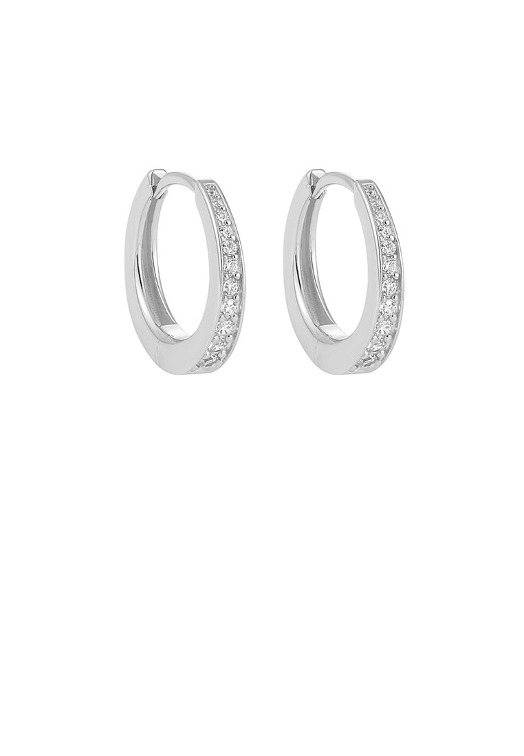 925 Sterling Silver Simple Elegant Single Row Cubic Zirconia Geometric Earrings - Luxurious Look
