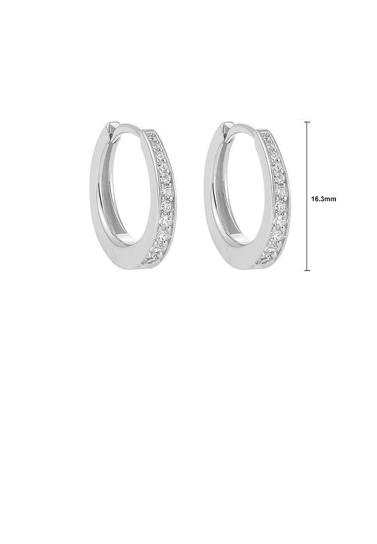925 Sterling Silver Simple Elegant Single Row Cubic Zirconia Geometric Earrings - Luxurious Look