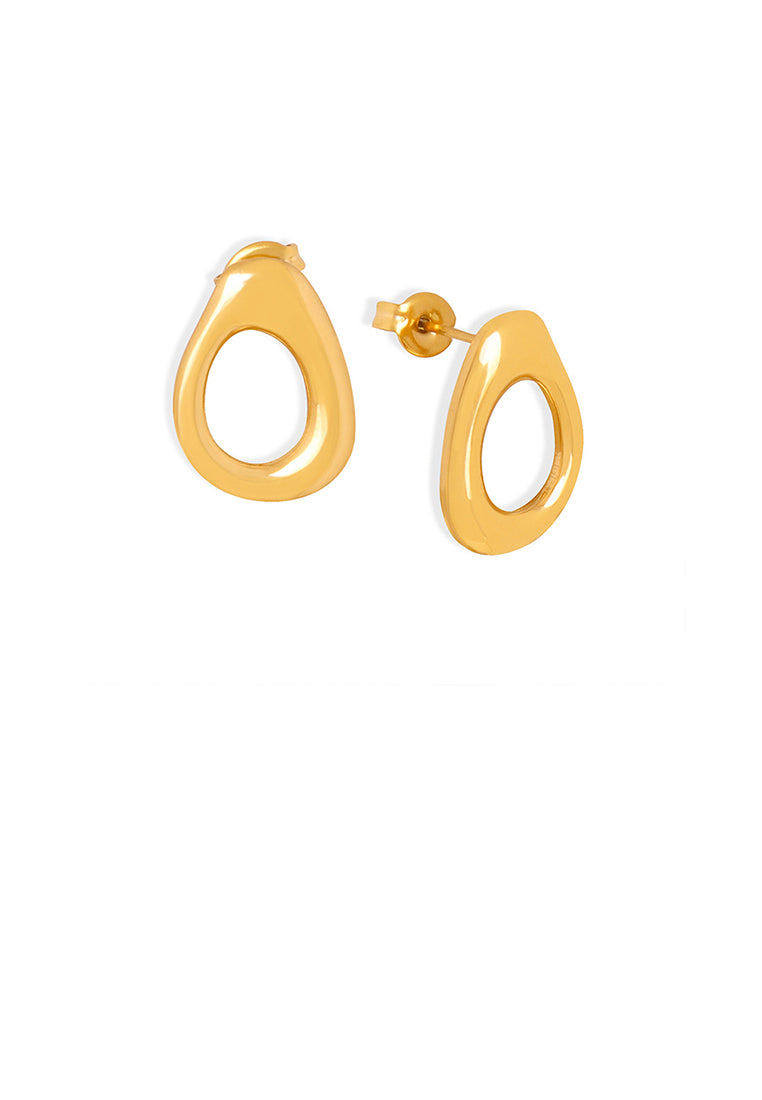 Simple and Fashion Plated Gold 316L Stainless Steel Hollow Water Drop-shaped Geometric Stud Earrings