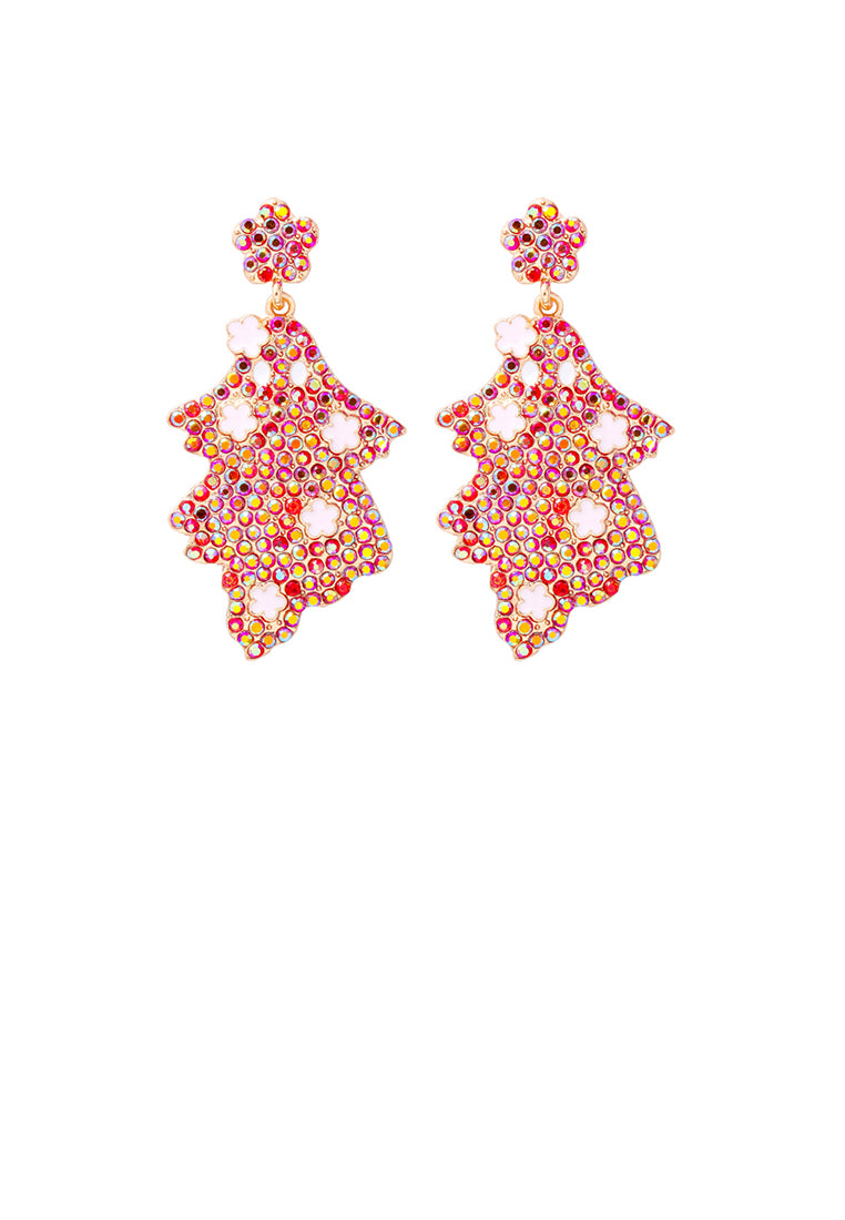 Fashion and Creative Plated Gold Ghost Earrings with Red Cubic Zirconia - Luxurious Look - Vibrant Color