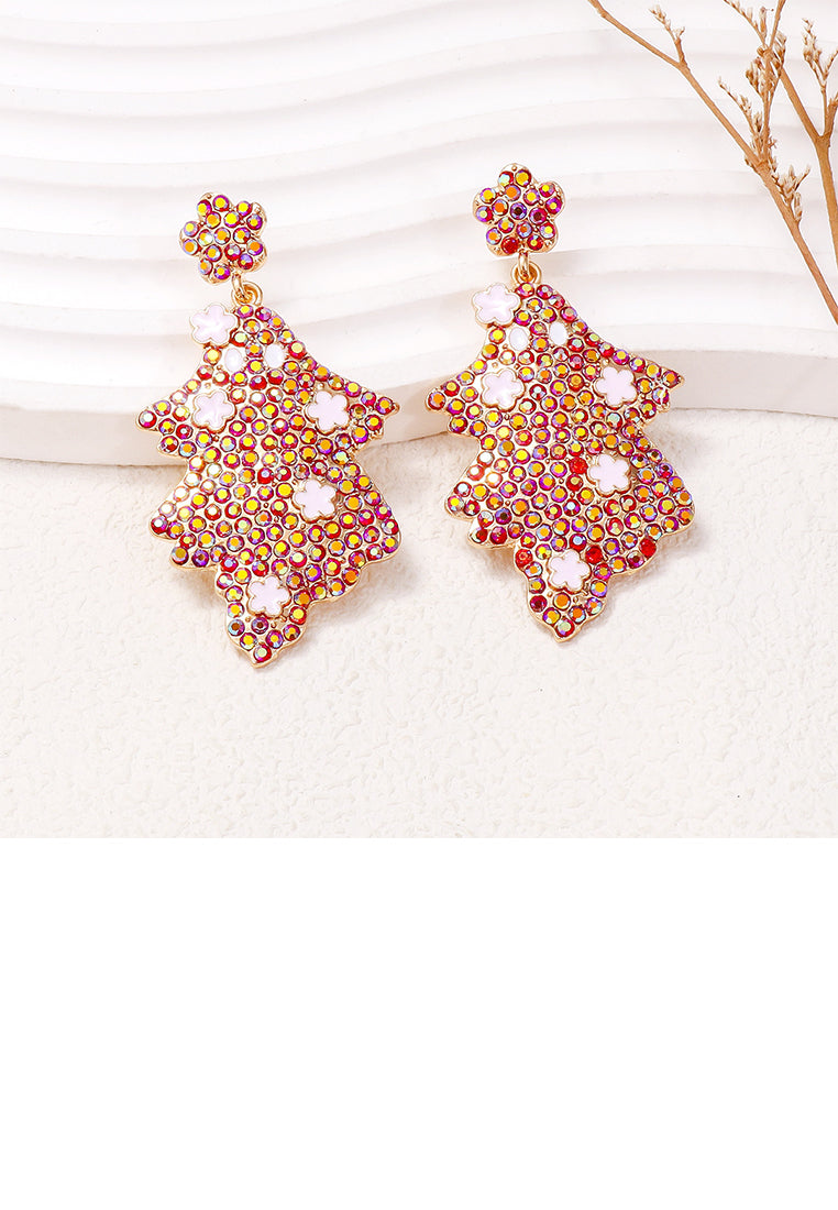 Fashion and Creative Plated Gold Ghost Earrings with Red Cubic Zirconia - Luxurious Look - Vibrant Color