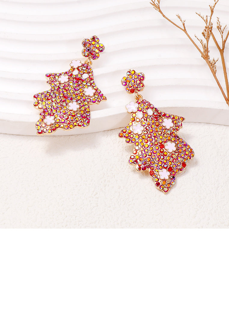 Fashion and Creative Plated Gold Ghost Earrings with Red Cubic Zirconia - Luxurious Look - Vibrant Color