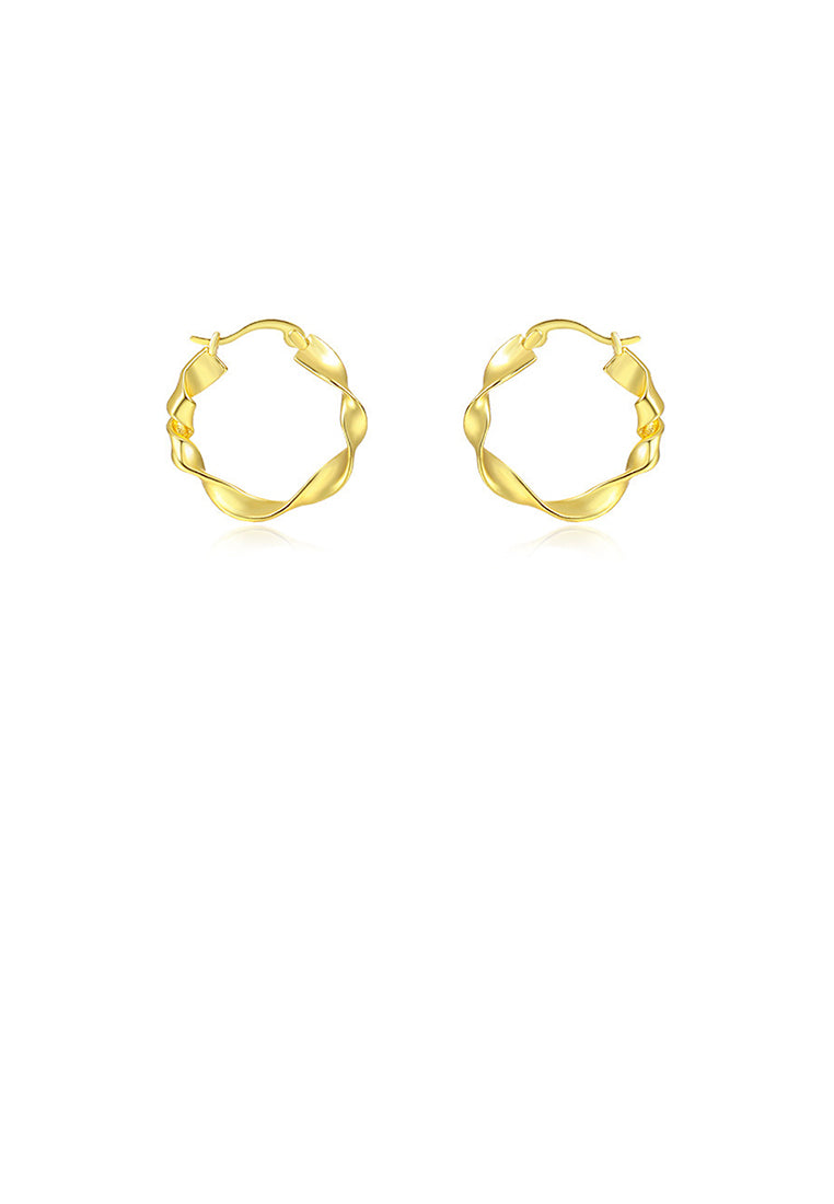 925 Sterling Silver Plated Gold Simple and Fashion Möbius Twist Geometric Earrings