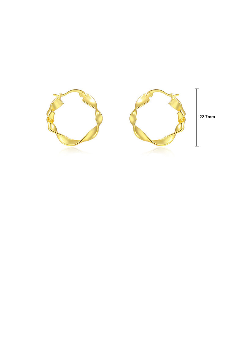 925 Sterling Silver Plated Gold Simple and Fashion Möbius Twist Geometric Earrings