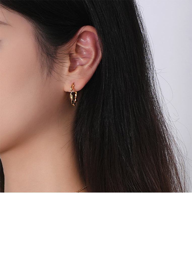 925 Sterling Silver Plated Gold Simple and Fashion Möbius Twist Geometric Earrings