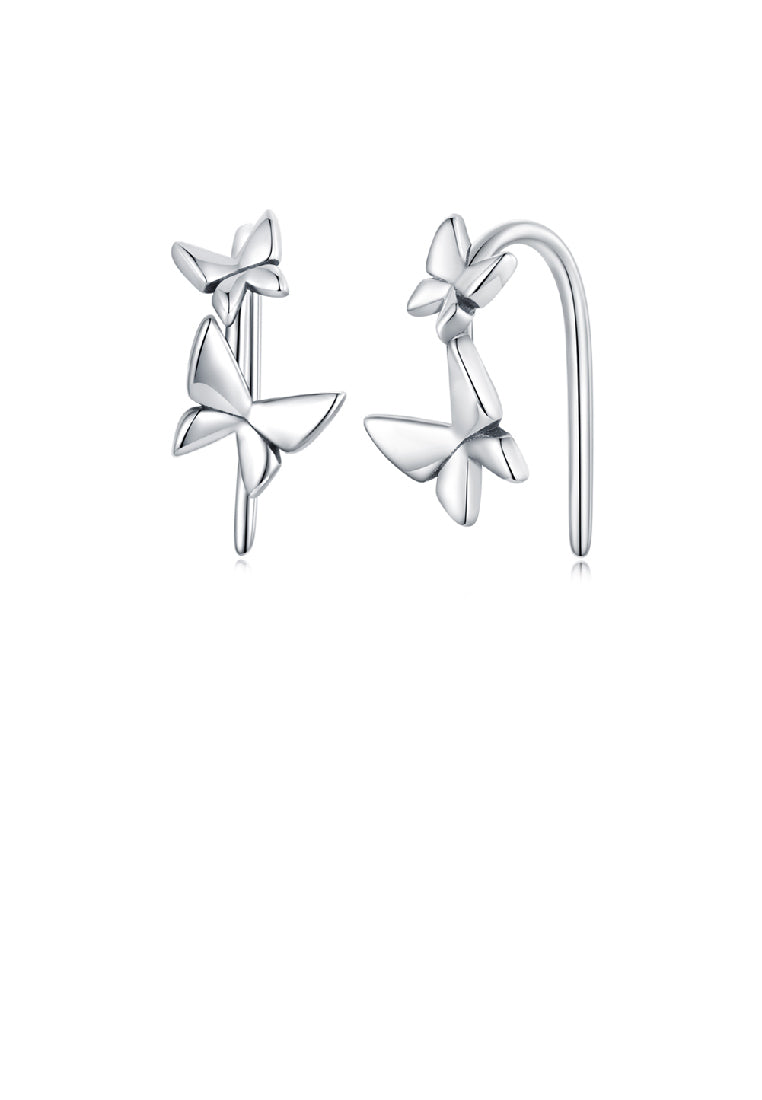 925 Sterling Silver Simple and Cute Butterfly Stud Earrings