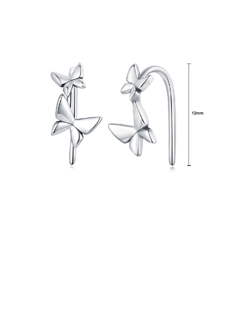 925 Sterling Silver Simple and Cute Butterfly Stud Earrings