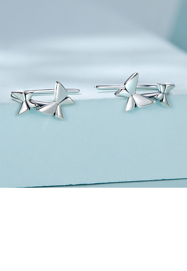 925 Sterling Silver Simple and Cute Butterfly Stud Earrings