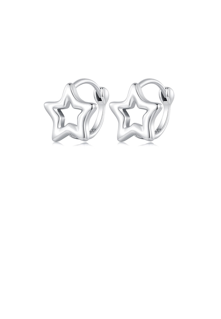 925 Sterling Silver Fashion Simple Hollow Star Geometric Earrings