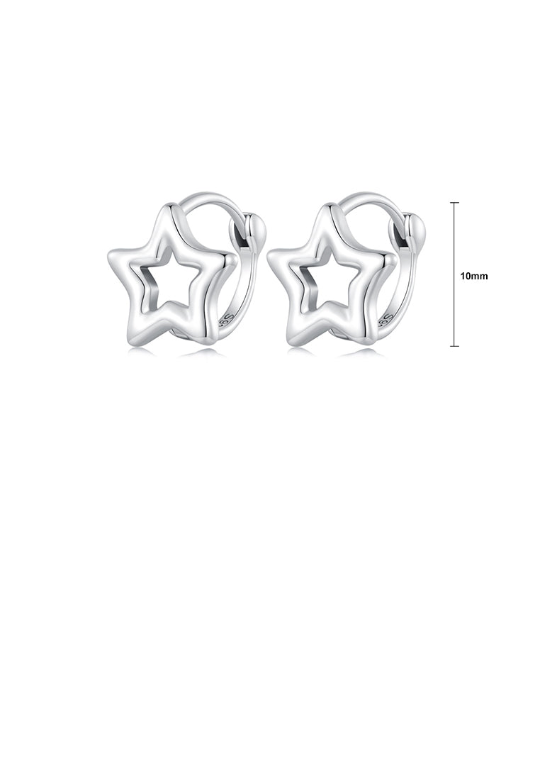 925 Sterling Silver Fashion Simple Hollow Star Geometric Earrings