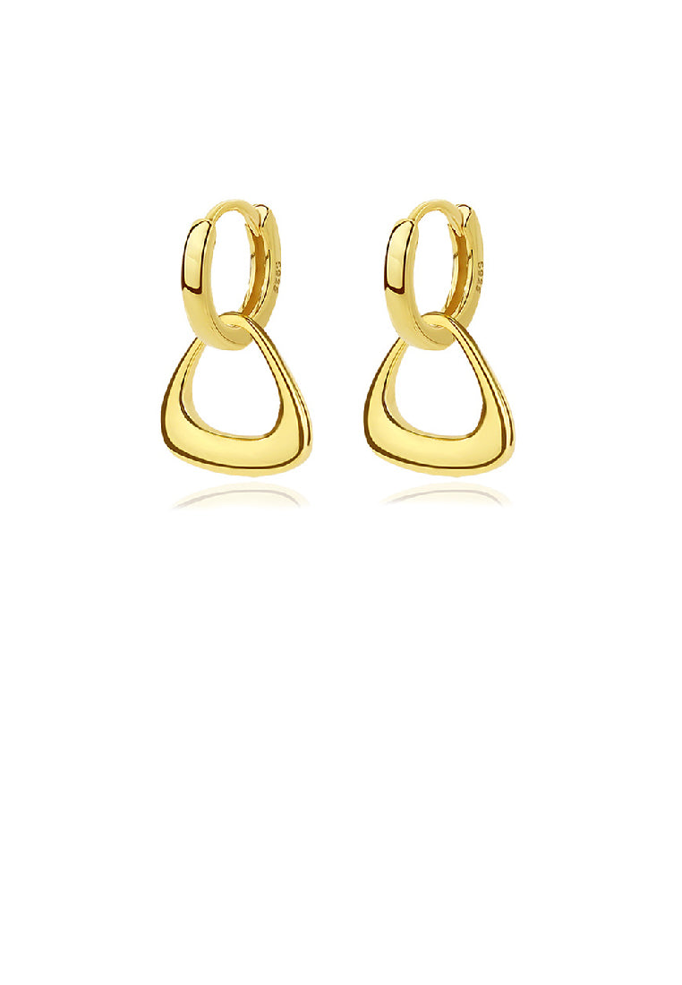 925 Sterling Silver Plated Gold Simple Fashion Hollow Triangular Geometric Earrings