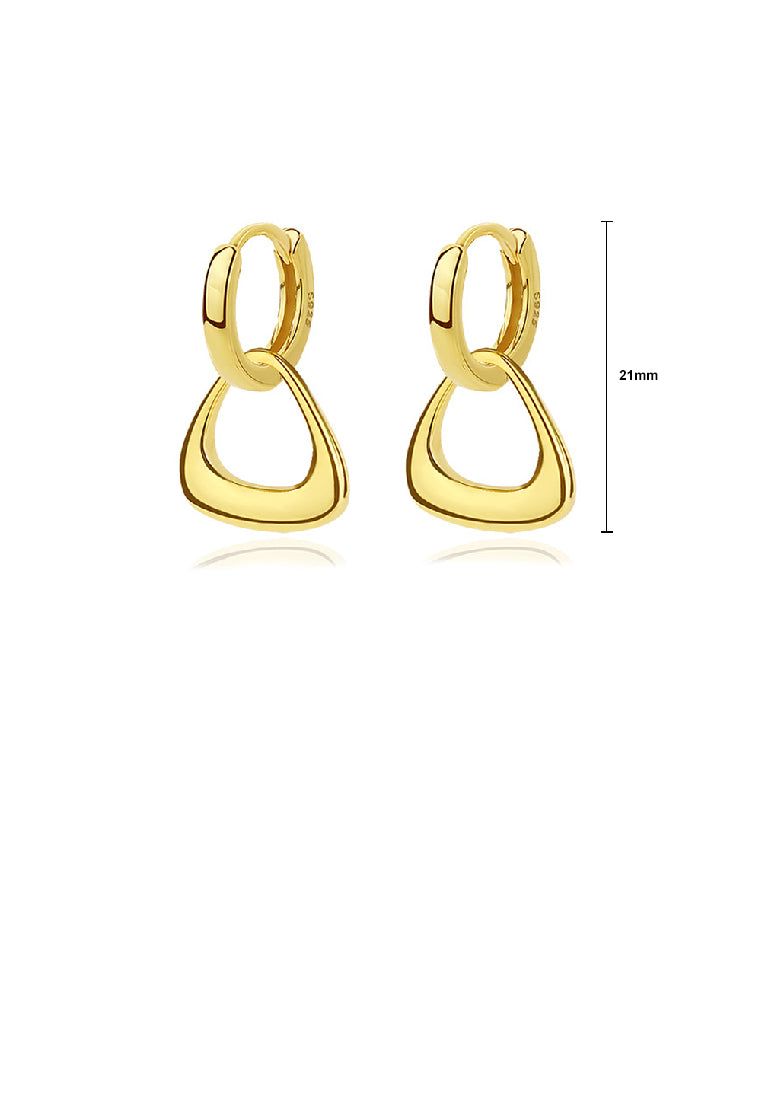 925 Sterling Silver Plated Gold Simple Fashion Hollow Triangular Geometric Earrings