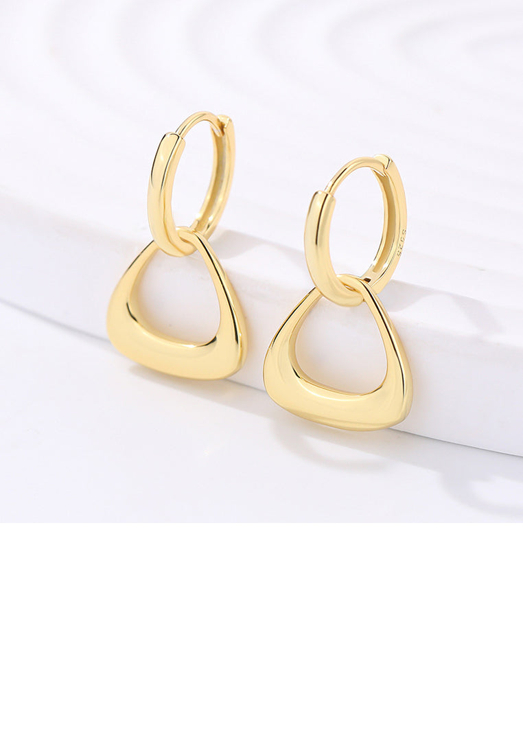 925 Sterling Silver Plated Gold Simple Fashion Hollow Triangular Geometric Earrings
