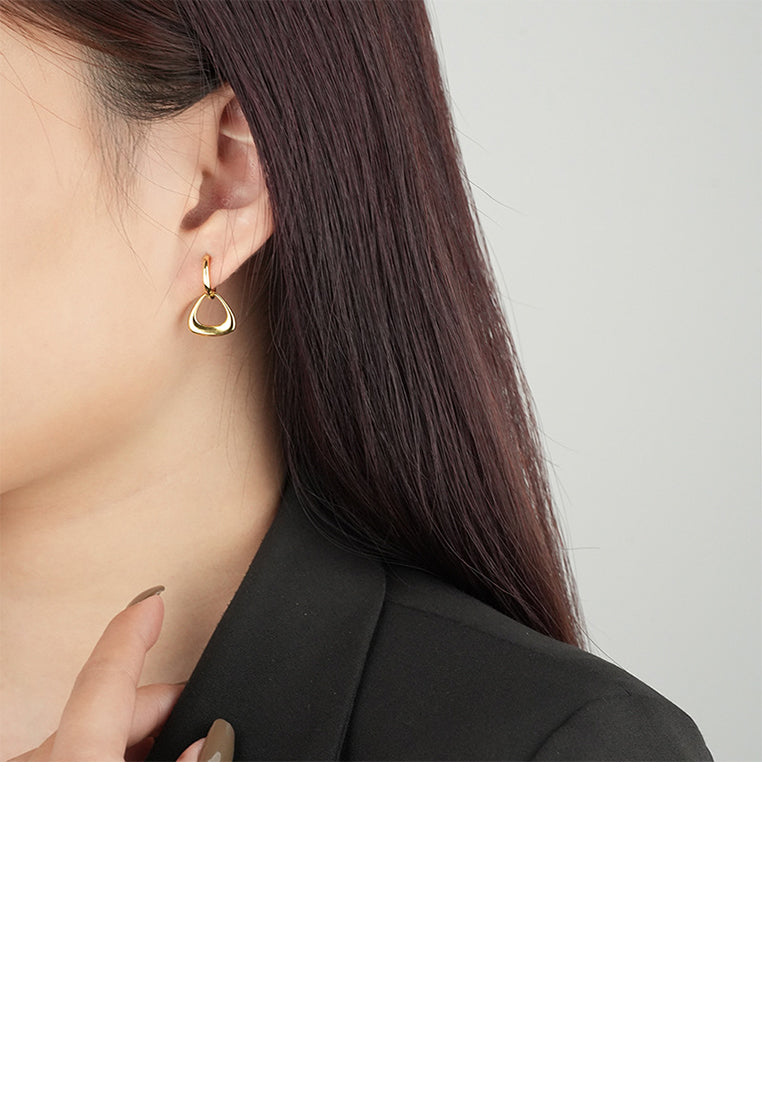 925 Sterling Silver Plated Gold Simple Fashion Hollow Triangular Geometric Earrings