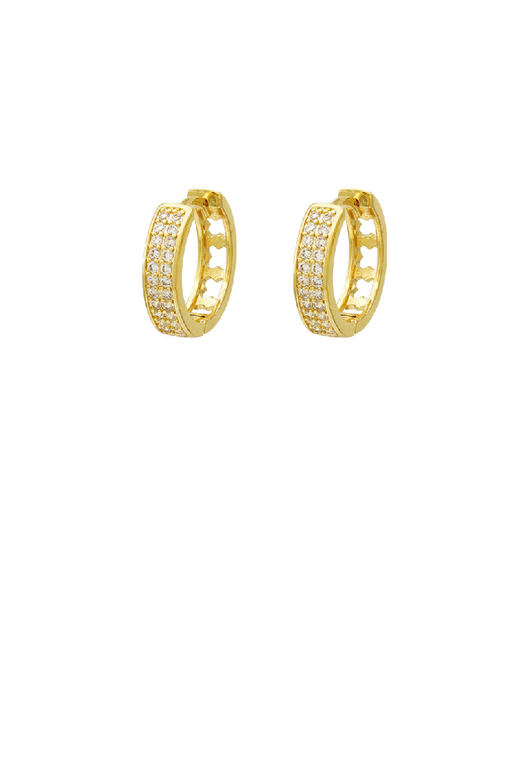 Simple Fashion Plated Gold Geometric Hoop Earrings with Cubic Zirconia - Luxurious Look
