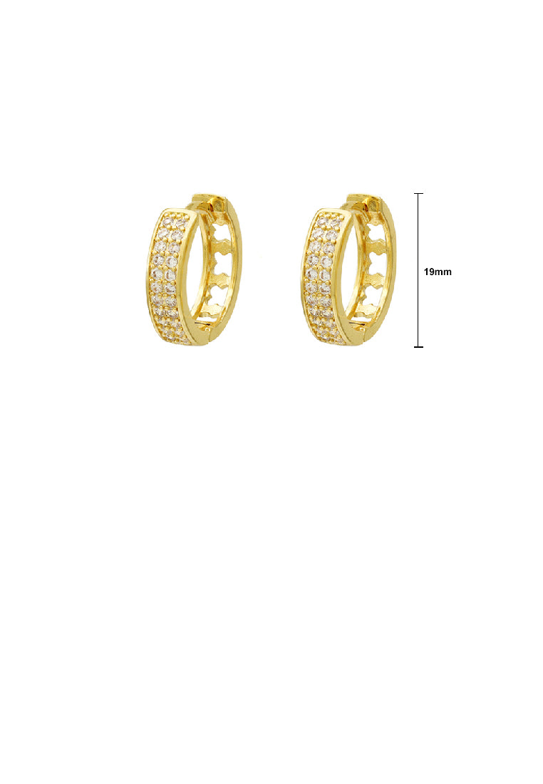 Simple Fashion Plated Gold Geometric Hoop Earrings with Cubic Zirconia - Luxurious Look