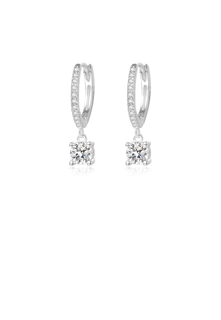 925 Sterling Silver Fashion Simple Geometric Earrings with Cubic Zirconia - Luxurious Look