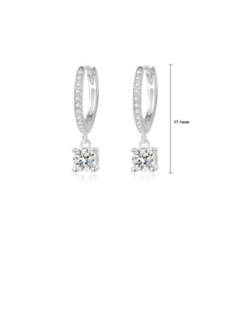 925 Sterling Silver Fashion Simple Geometric Earrings with Cubic Zirconia - Luxurious Look