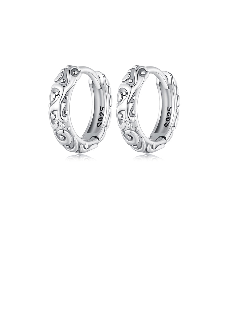 925 Sterling Silver Fashion Vintage Pattern Geometric Circle Earrings