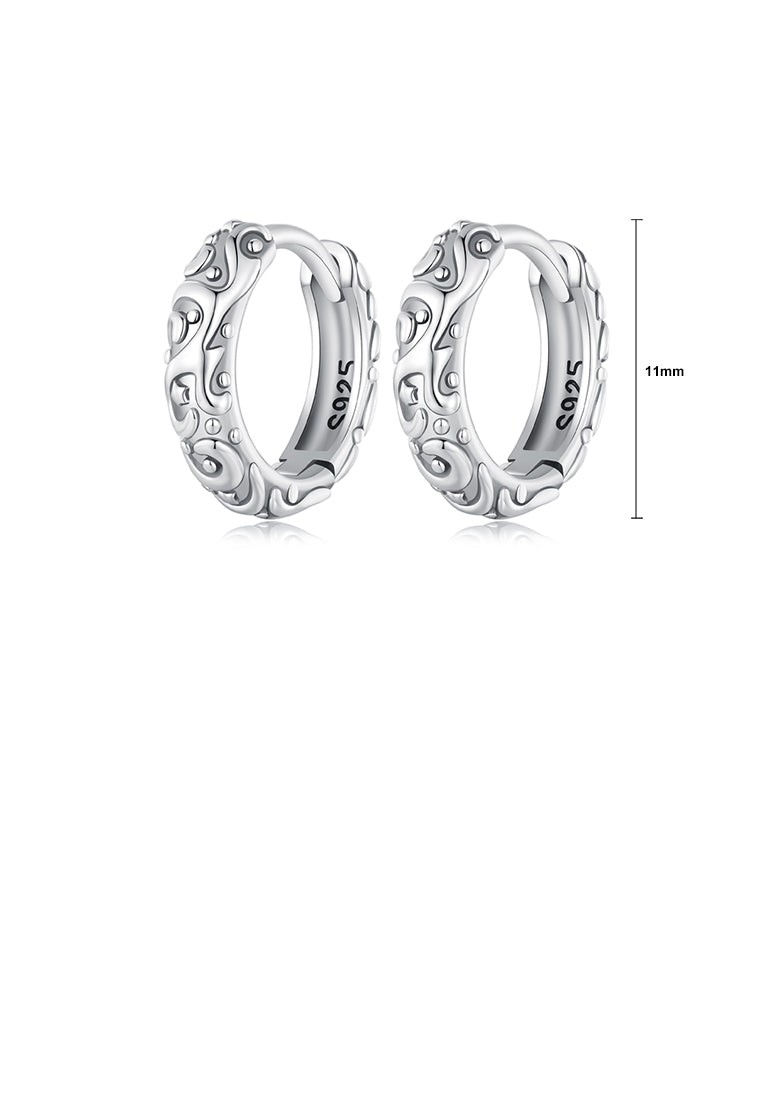 925 Sterling Silver Fashion Vintage Pattern Geometric Circle Earrings