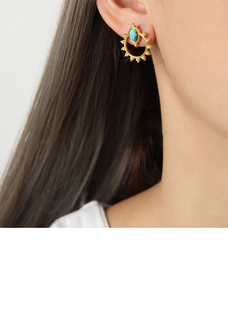 Fashion and Personalized Plated Gold 316L Stainless Steel Hollow Geometric Hoop Earrings