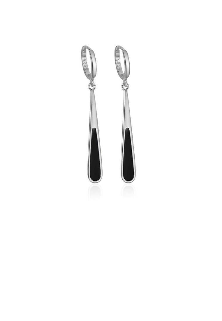 925 Sterling Silver Simple Personalized Enamel Water Drop Long Earrings