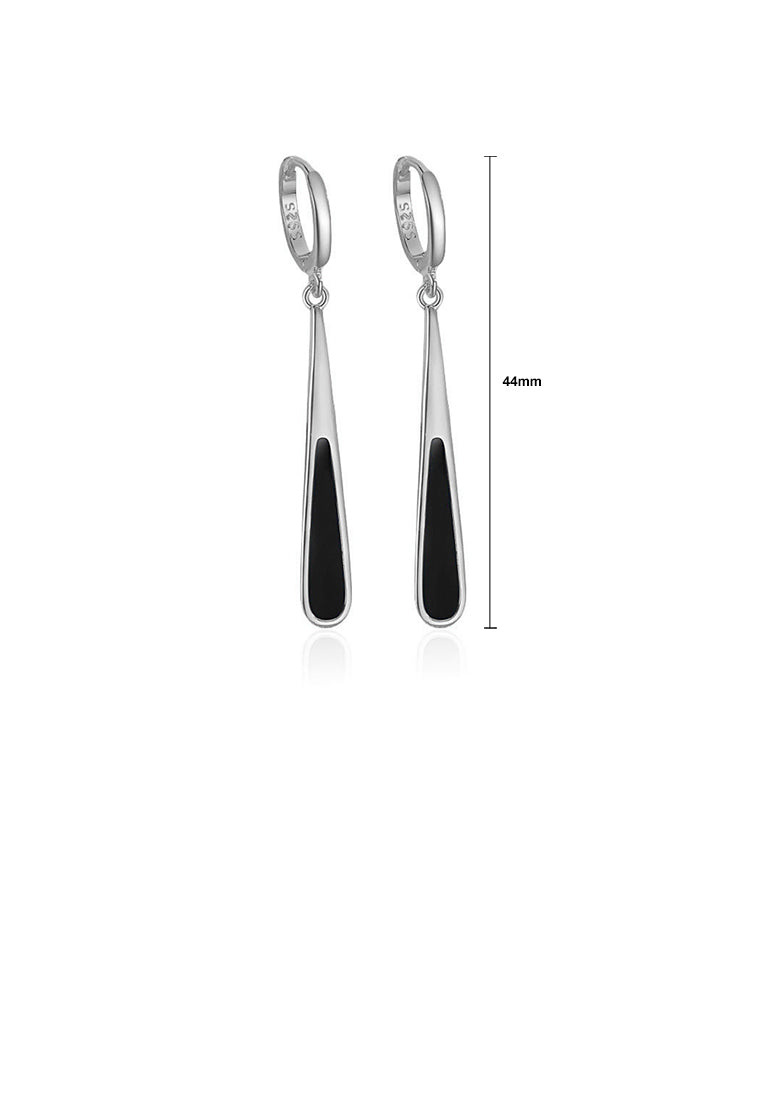 925 Sterling Silver Simple Personalized Enamel Water Drop Long Earrings