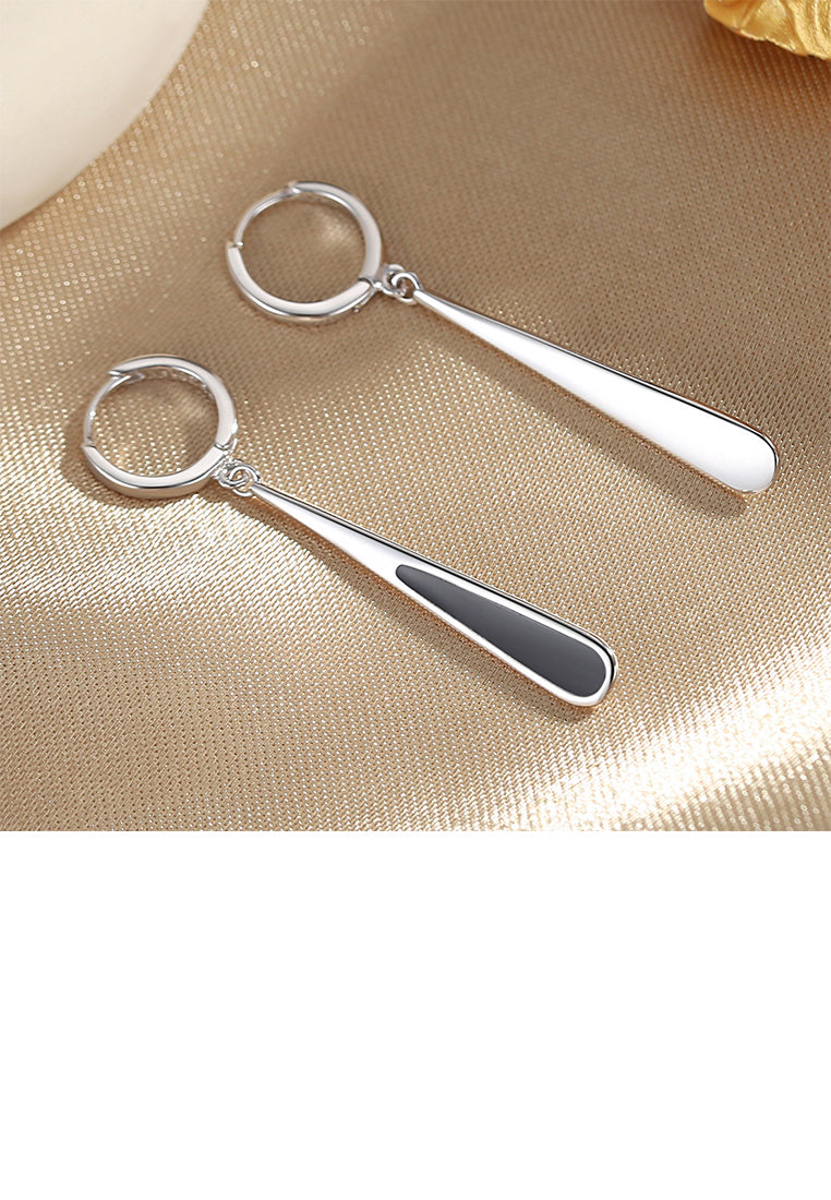 925 Sterling Silver Simple Personalized Enamel Water Drop Long Earrings