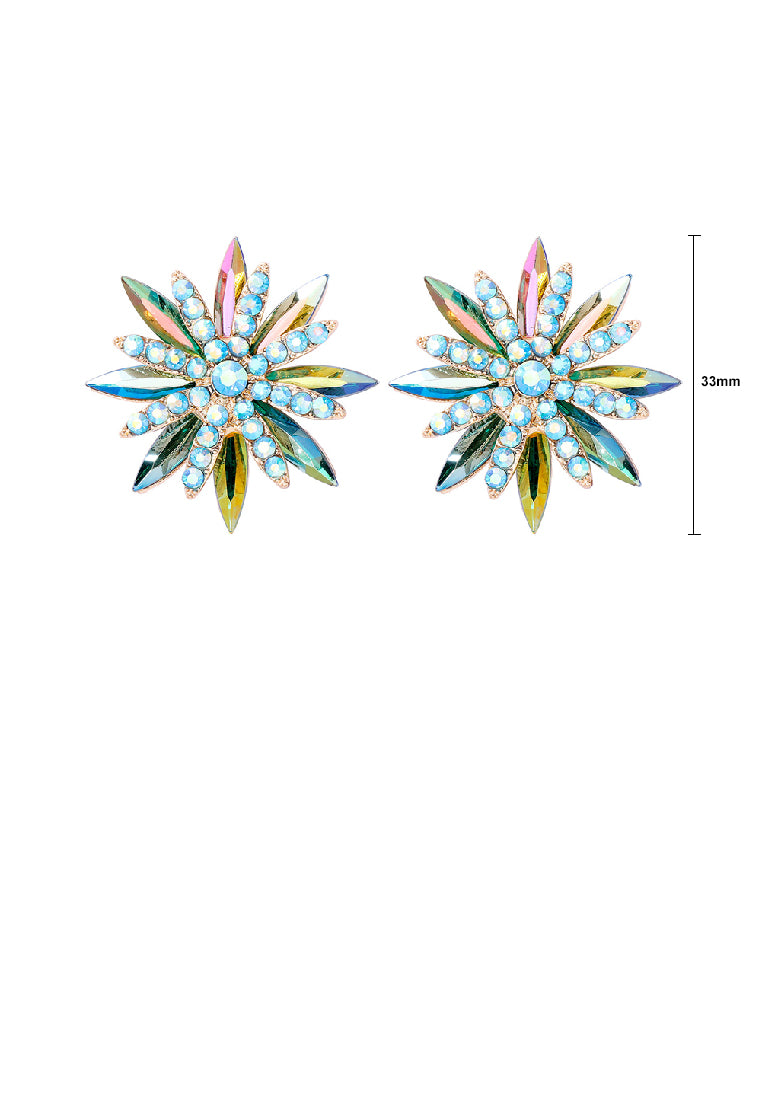 Fashion Brilliant Plated Gold Snowflake Stud Earrings with Green Cubic Zirconia - Luxurious Look