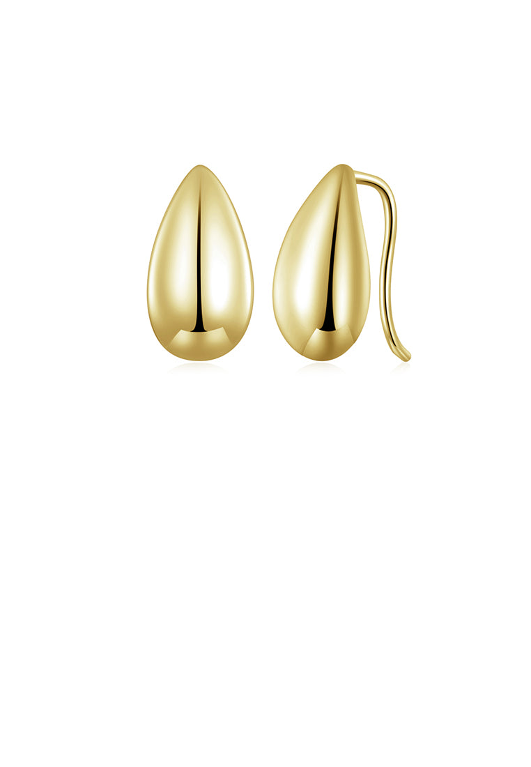 925 Sterling Silver Plated Gold Simple and Fashion Water Drop-shaped Geometric Earrings