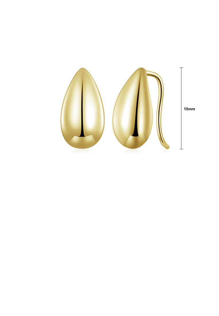 925 Sterling Silver Plated Gold Simple and Fashion Water Drop-shaped Geometric Earrings