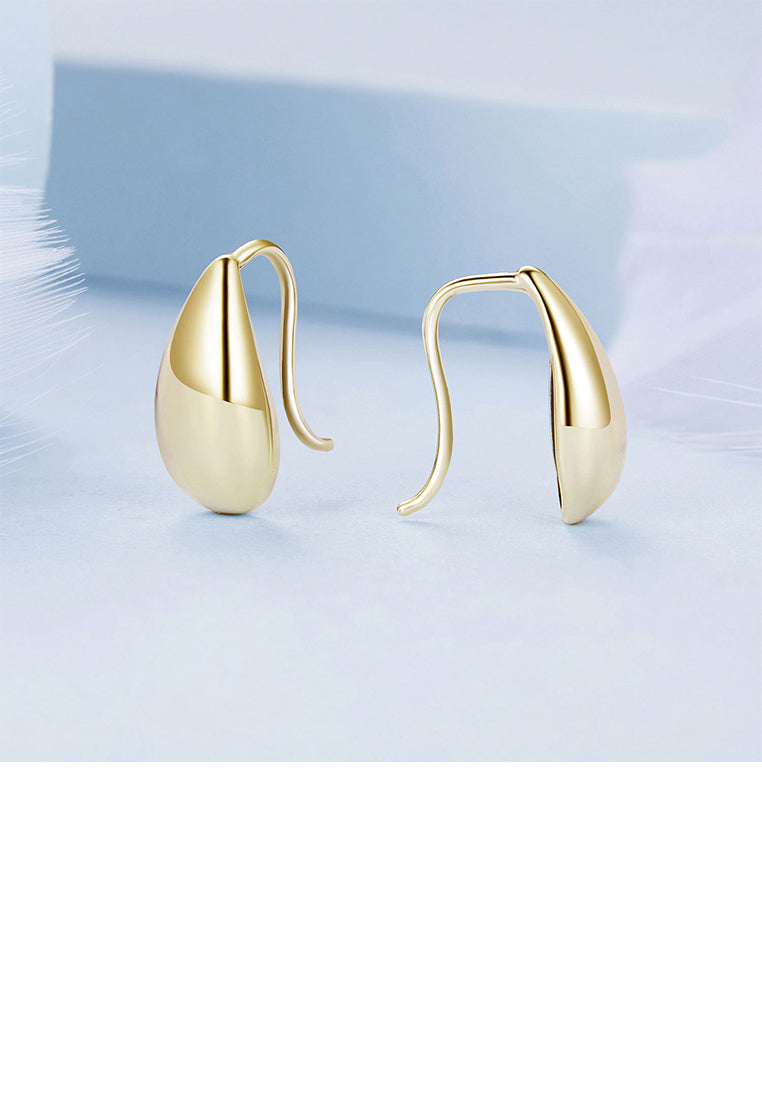 925 Sterling Silver Plated Gold Simple and Fashion Water Drop-shaped Geometric Earrings
