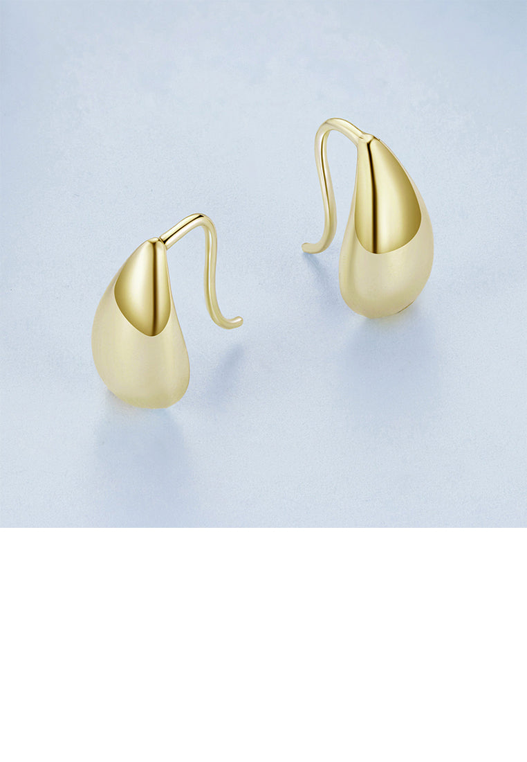 925 Sterling Silver Plated Gold Simple and Fashion Water Drop-shaped Geometric Earrings