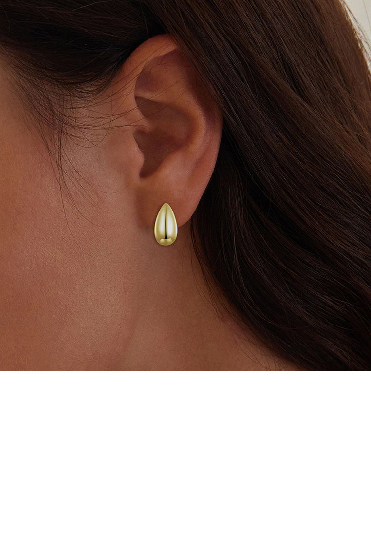 925 Sterling Silver Plated Gold Simple and Fashion Water Drop-shaped Geometric Earrings