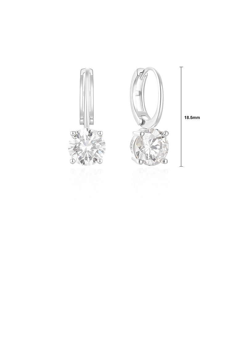 925 Sterling Silver Simple and Fashion Geometric Round Cubic Zirconia Earrings - Luxurious Look