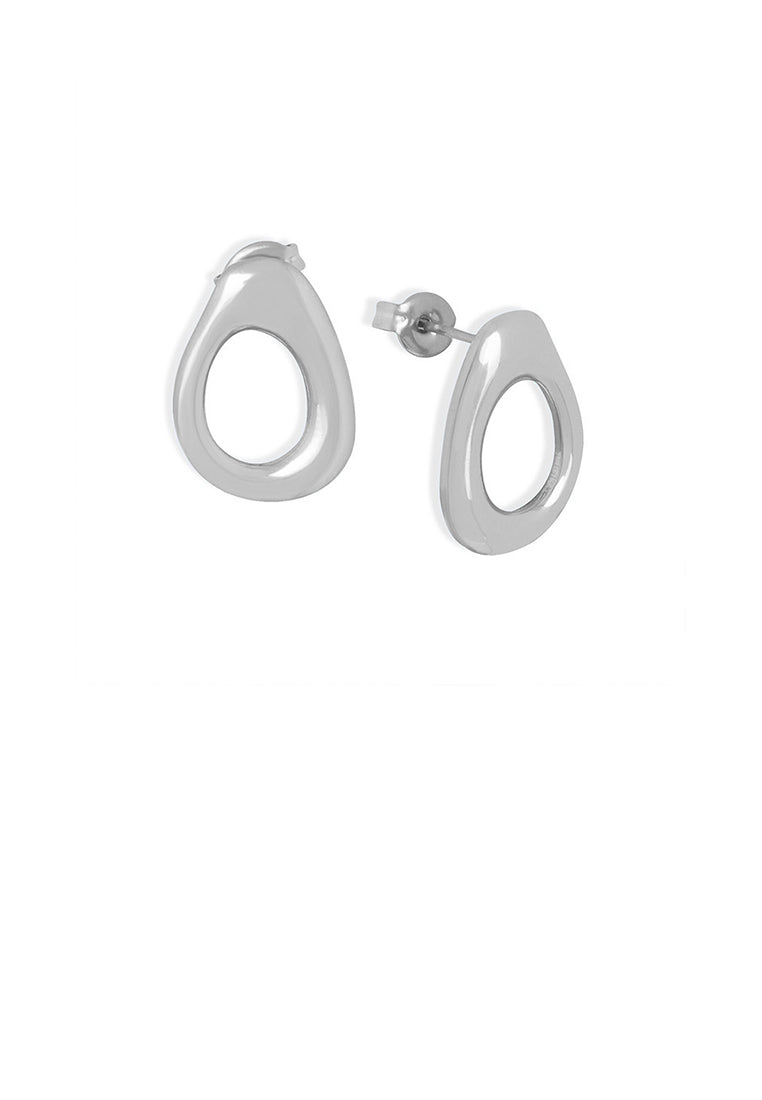 Simple and Fashion 316L Stainless Steel Hollow Water Drop-shaped Geometric Stud Earrings