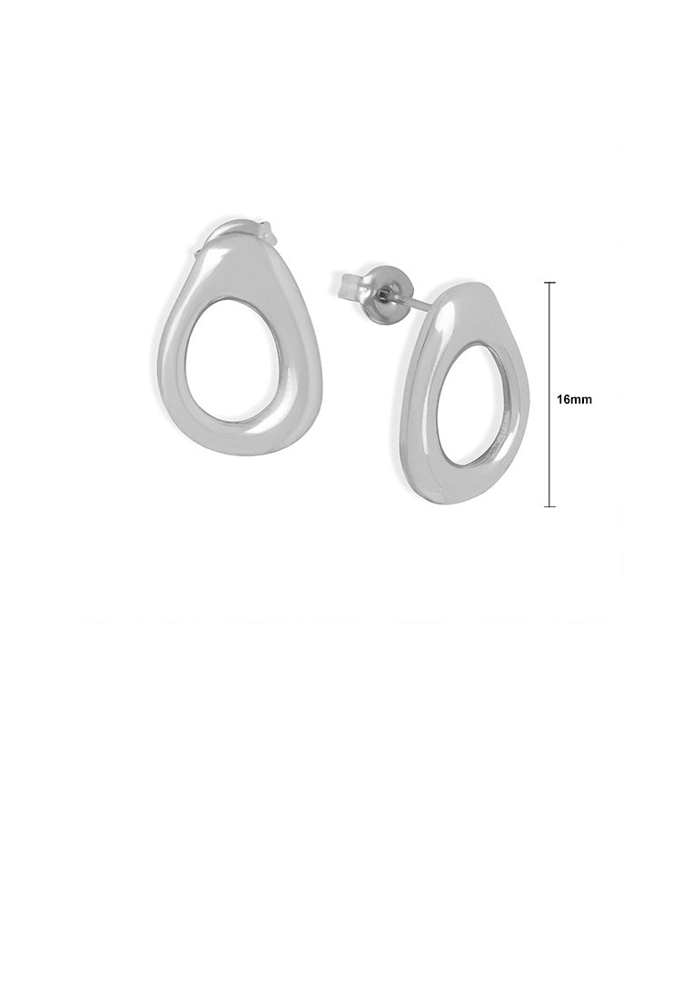 Simple and Fashion 316L Stainless Steel Hollow Water Drop-shaped Geometric Stud Earrings