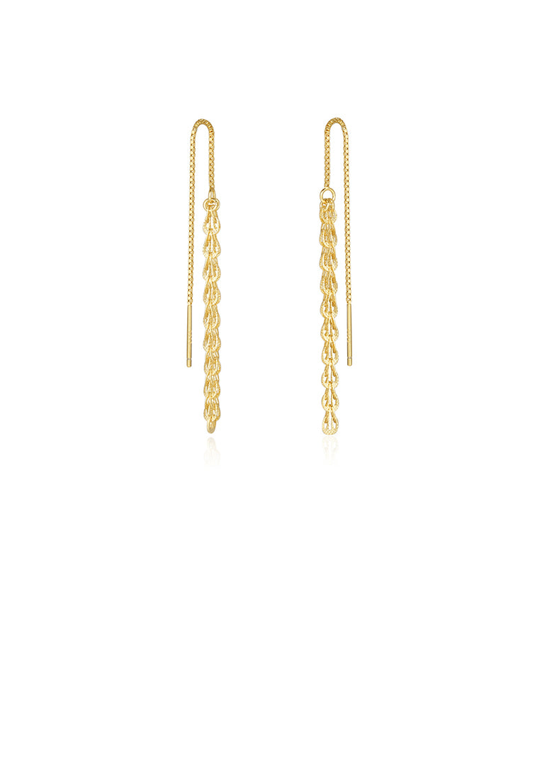 925 Sterling Silver Plated Gold Simple Temperament Geometric Tassel Earrings