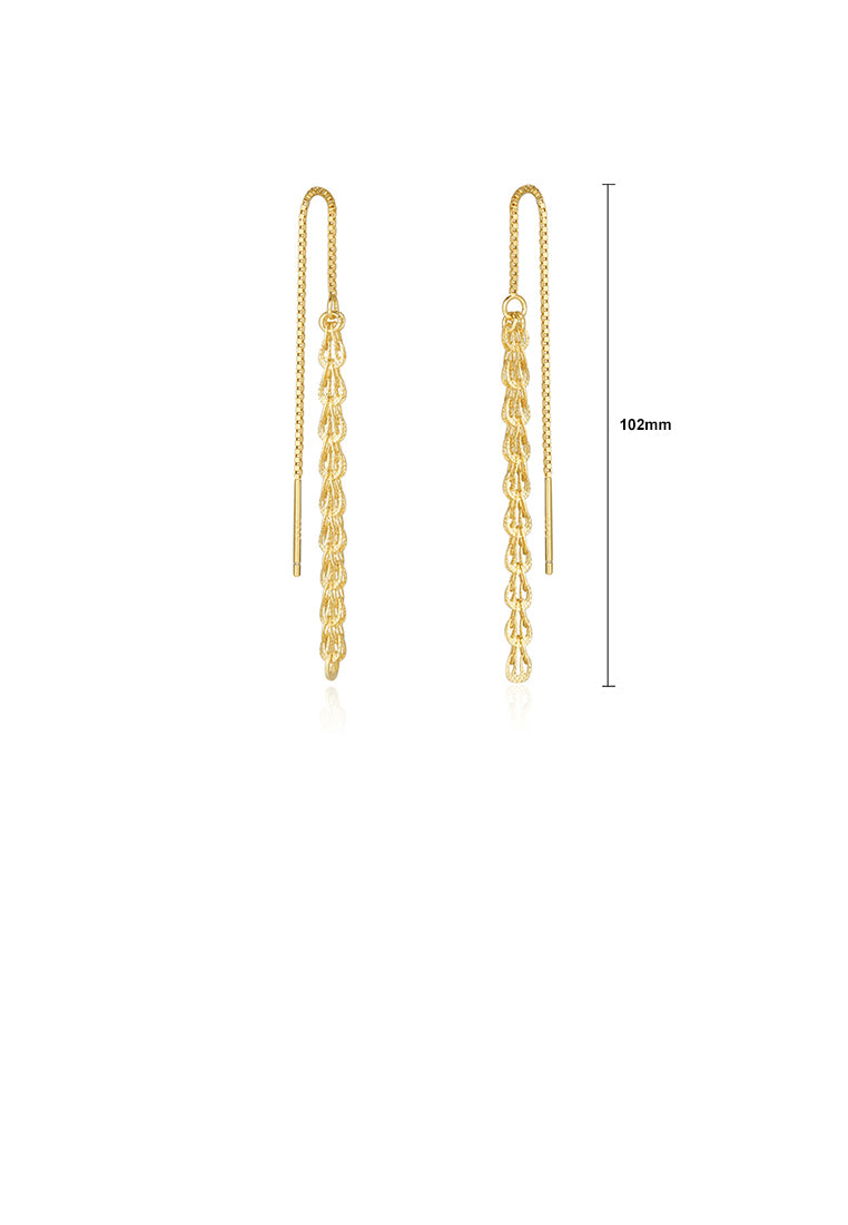 925 Sterling Silver Plated Gold Simple Temperament Geometric Tassel Earrings
