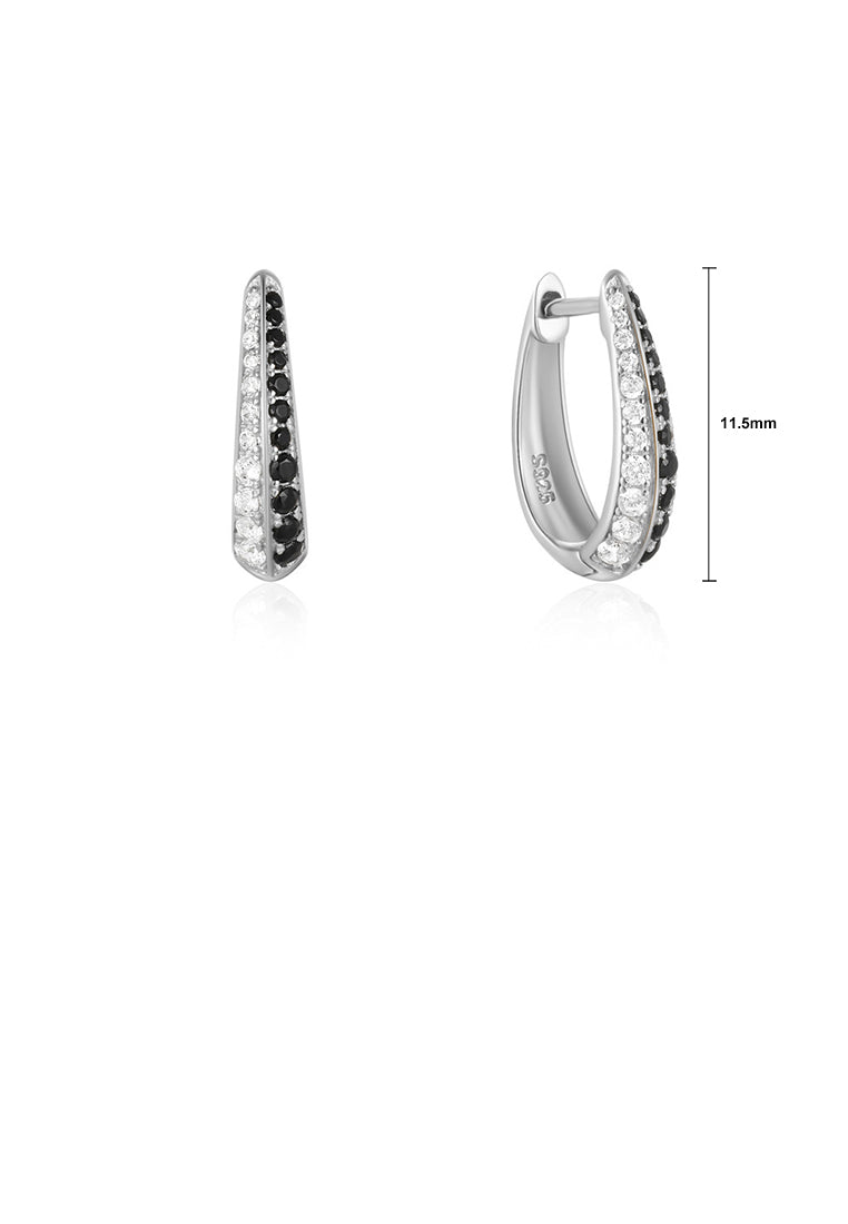 925 Sterling Silver Fashion Simple Double Row Cubic Zirconia Geometric Hoop Earrings - Luxurious Look