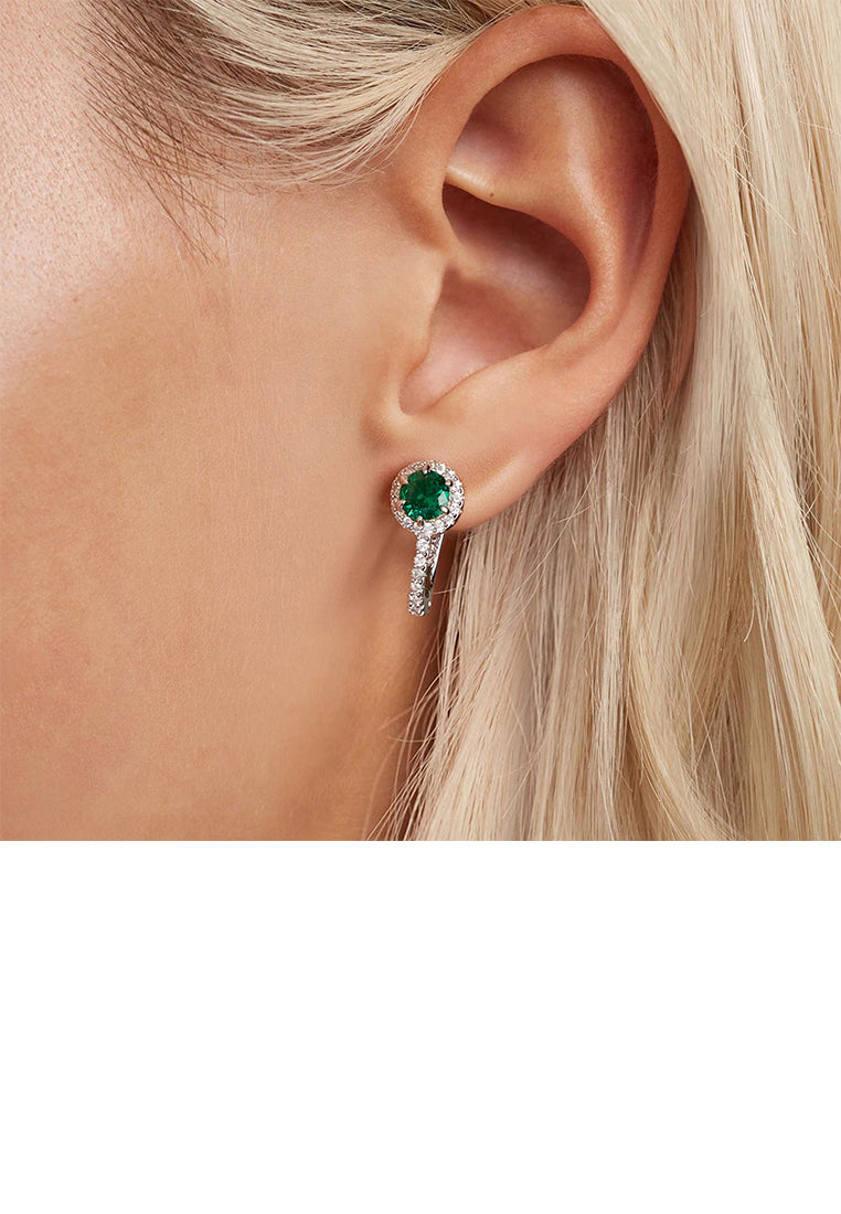 925 Sterling Silver Fashion Brilliant U Shape Geometric Earrings with Cubic Zirconia - Luxurious Look