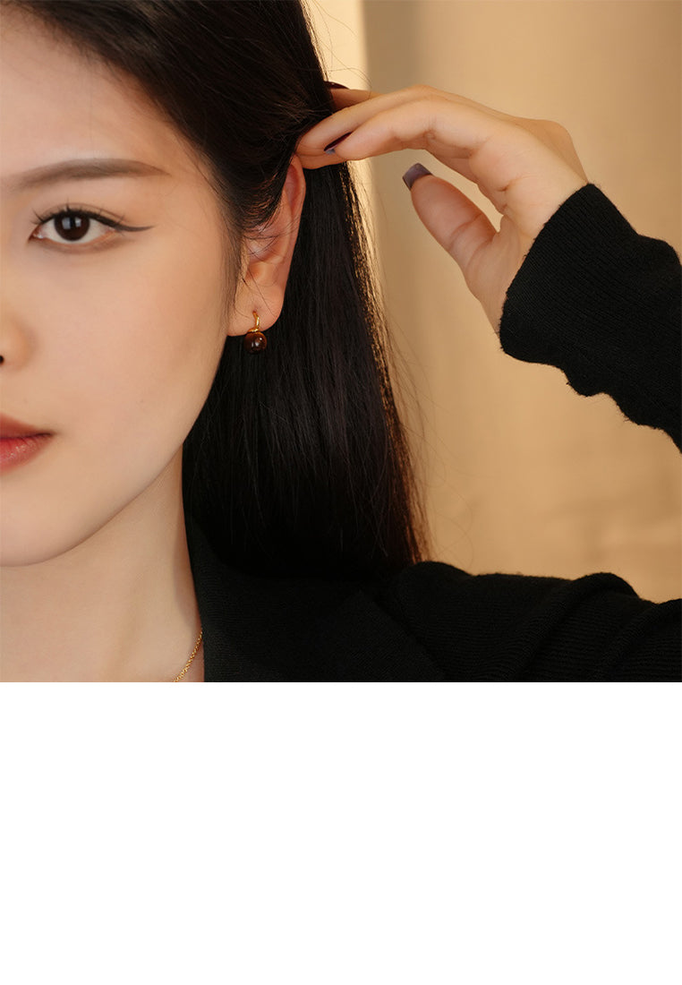 925 Sterling Silver Plated Gold Fashion Simple Geometric Round Earrings