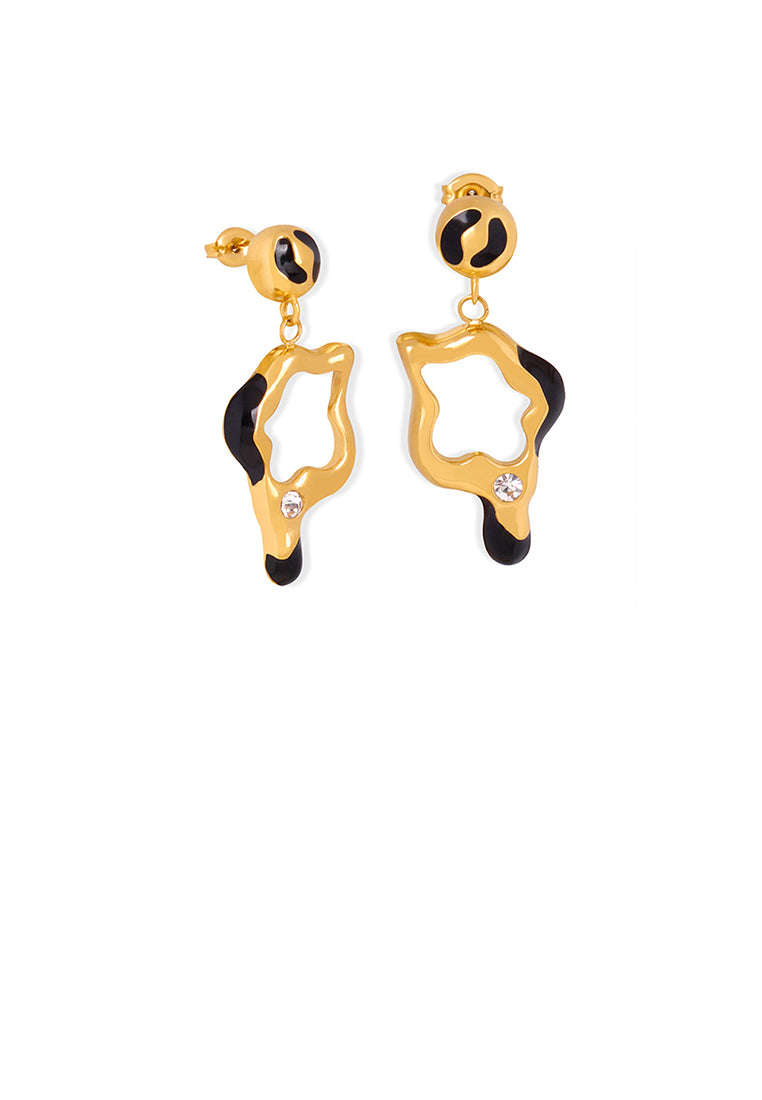 Fashion and Simple Plated Gold 316L Stainless Steel Hollow Irregular Star Earrings with Cubic Zirconia - Luxurious Look