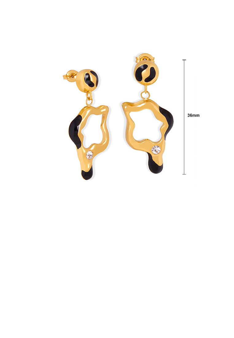 Fashion and Simple Plated Gold 316L Stainless Steel Hollow Irregular Star Earrings with Cubic Zirconia - Luxurious Look