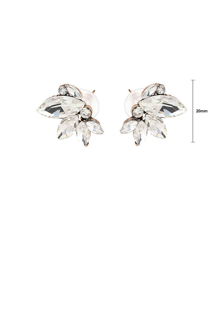 Fashion and Simple Plated Gold Flower Stud Earrings with White Cubic Zirconia - Luxurious Look