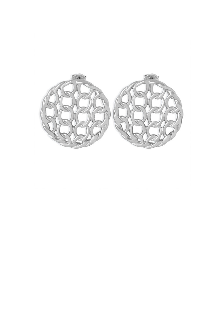 Simple and Personalized 316L Stainless Steel Hollow Braided Geometric Round Stud Earrings