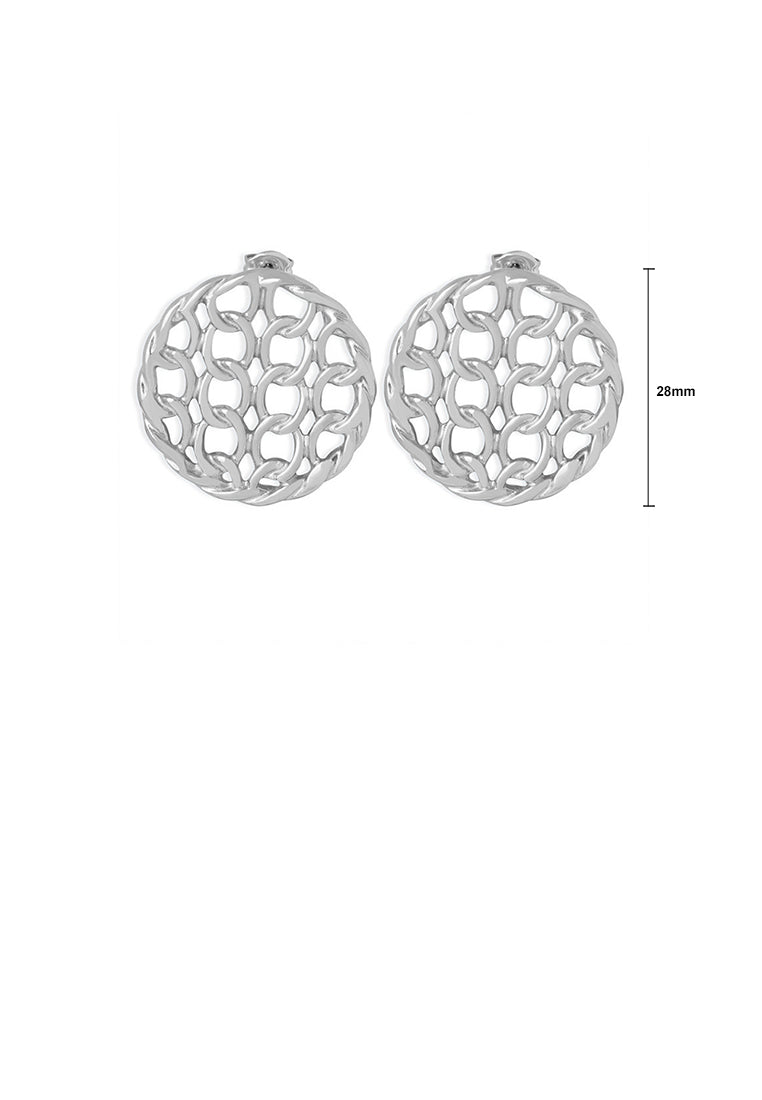 Simple and Personalized 316L Stainless Steel Hollow Braided Geometric Round Stud Earrings