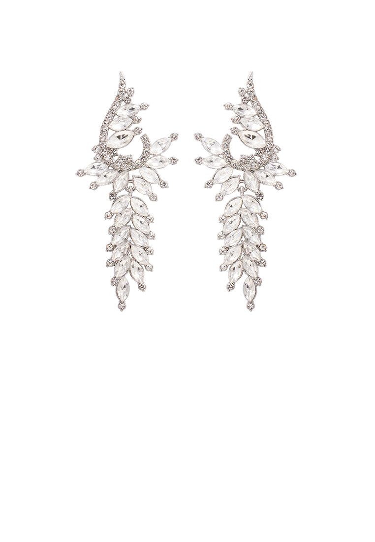 Fashion Elegant Geometric Tassel Earrings with White Cubic Zirconia - Luxurious Look