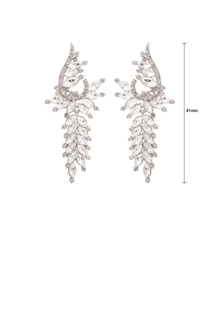 Fashion Elegant Geometric Tassel Earrings with White Cubic Zirconia - Luxurious Look